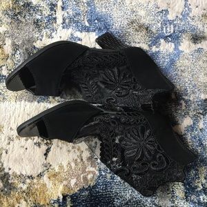 Black Mesh Floral Heels